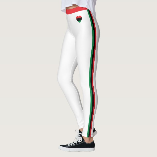 Pan African Flag fashion & Unia Symbol / white Leggings (Left)