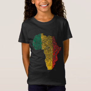 Pan African Flag Fingerprint Black History Month P T-Shirt