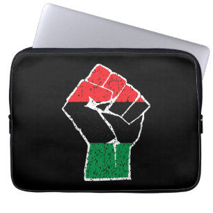 Pan African flag Fist, Afro American Black history Laptop Sleeve
