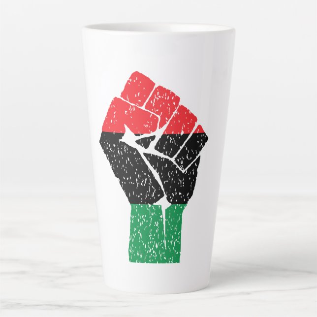 Pan African flag Fist, Afro American Black history Latte Mug (Front)