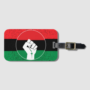 Pan African flag Fist, Afro American Black history Luggage Tag