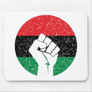 Pan African flag Fist, Afro American Black history Mouse Pad