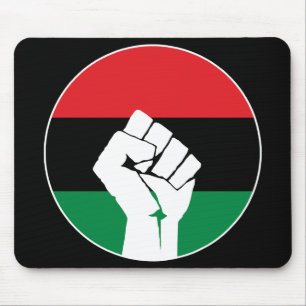 Pan African flag Fist, Afro American Black history Mouse Pad