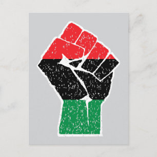 Pan African flag Fist, Afro American Black history Postcard