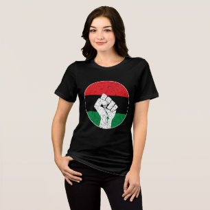 Pan African flag Fist, Afro American Black history Tri-Blend Shirt