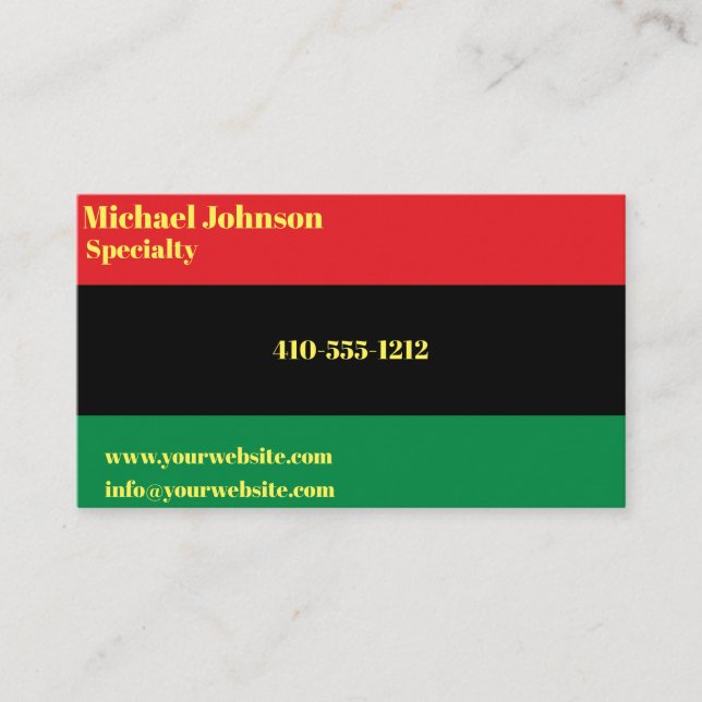 Pan African Flag, Happy Kwanzaa Africa Design Business Card (Front)