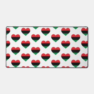Pan African flag heart Afro American Black history Desk Mat