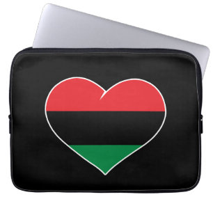 Pan African flag heart Afro American Black history Laptop Sleeve
