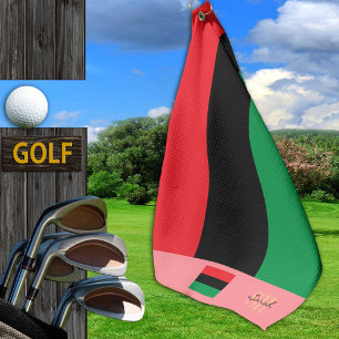 Pan African flag & Unia flag monogrammed / symbol Golf Towel