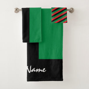 Pan African Flag & UNIA Symbol / sports fan Bath Towel Set
