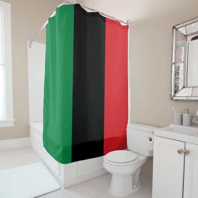 Pan African UNIA Flag Shower Curtain (In Situ)