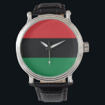 Pan African UNIA Flag Watch<br><div class="desc">The Pan-African flag - also known as the UNIA flag,  Afro-American flag,  Black Liberation flag and various other names is a tri-colour flag consisting of three equal horizontal bands of (from top down) red,  black and green.</div>