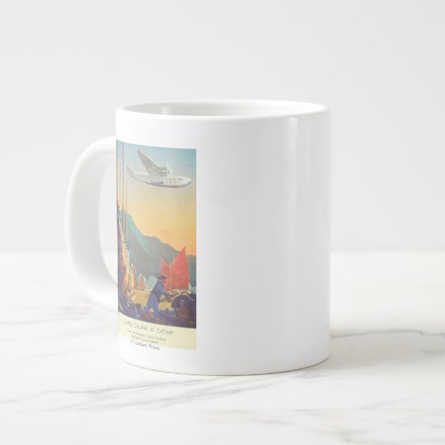 Pan-American Clipper Flying Over China Large Coffee Mug (Front Left)