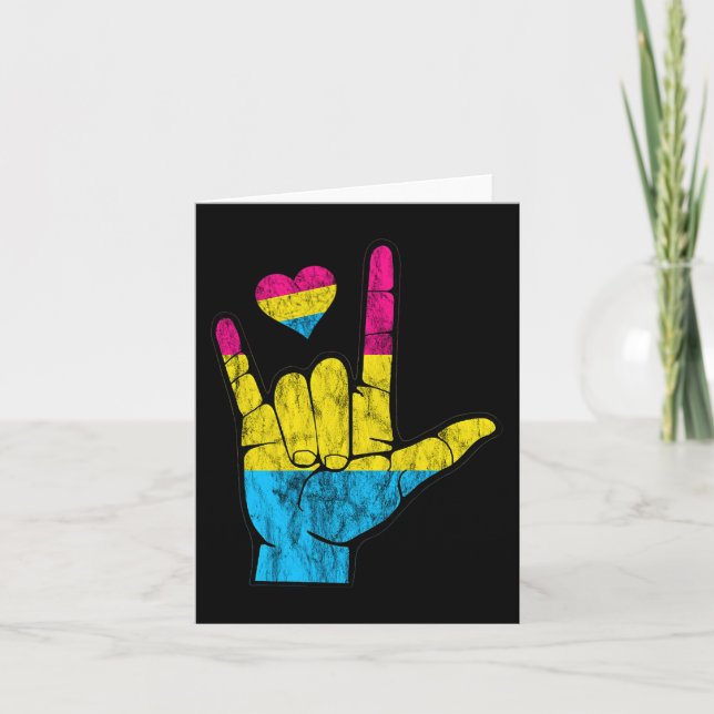 Pan ASL Pride Pansexual Hearing Loss Deaf Awarenes Card (Front)