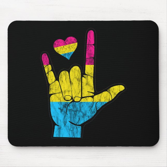Pan ASL Pride Pansexual Hearing Loss Deaf Awarenes Mouse Pad (Front)