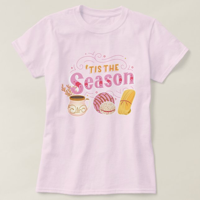 Pan Dulce Mexican Pastry Pink Christmas  T-Shirt (Design Front)