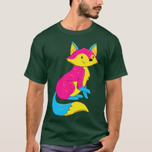 Pan Flag Colours Fox Pride Pansexual I T-Shirt