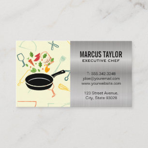 Pan Flipping Food and Spices   Culinary Business Card