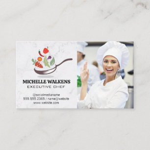 Pan Flipping Food Chef in Kitchen Business Card