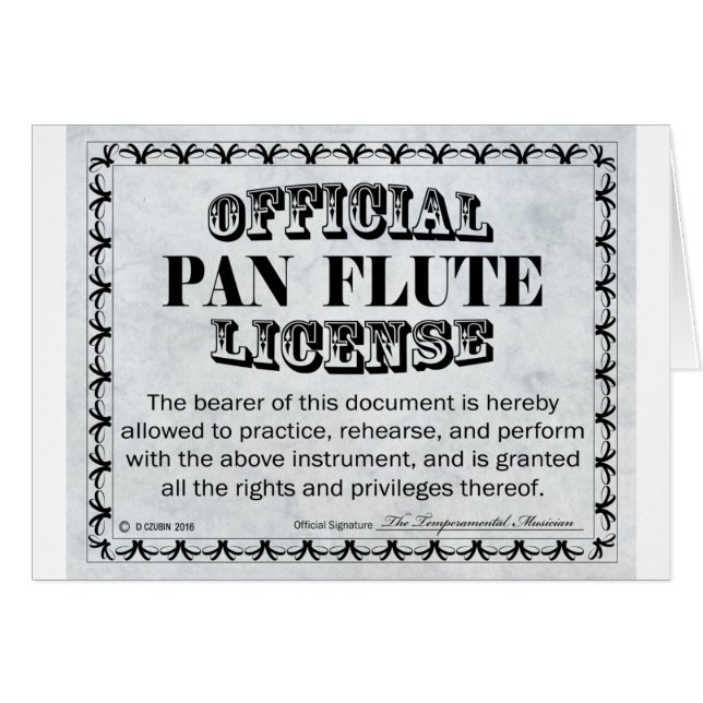 Pan Flute License (Front Horizontal)