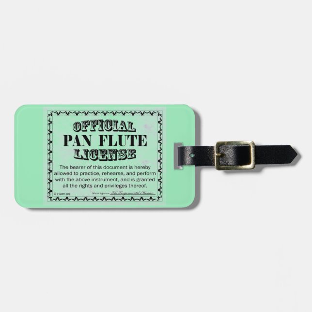 Pan Flute License Luggage Tag (Front Horizontal)