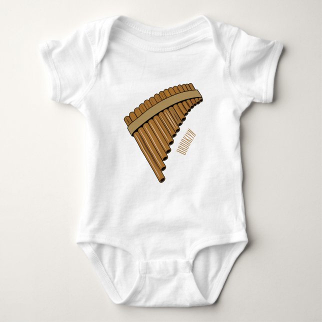 Pan flute / panpipes cartoon illustration  baby bodysuit (Front)