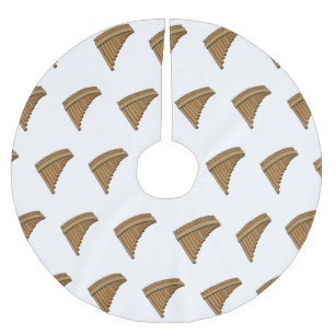 Pan flute / panpipes cartoon illustration brushed polyester tree skirt