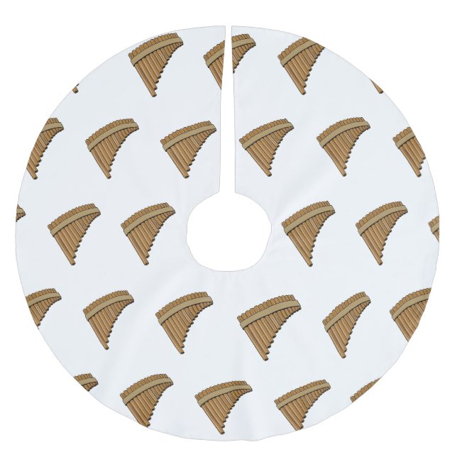 Pan flute / panpipes cartoon illustration  brushed polyester tree skirt (Front)