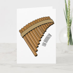 Pan flute / panpipes cartoon illustration  card