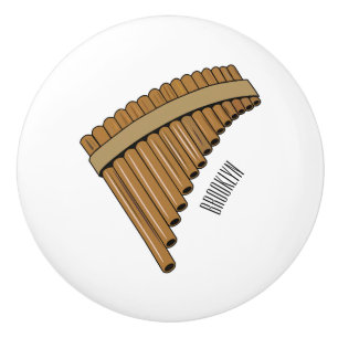 Pan flute / panpipes cartoon illustration ceramic knob