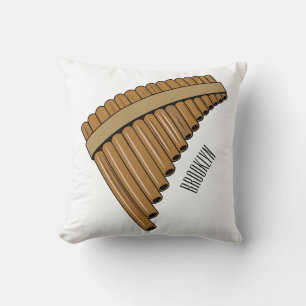 Pan flute / panpipes cartoon illustration cushion