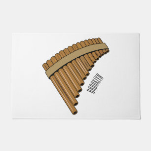 Pan flute / panpipes cartoon illustration doormat
