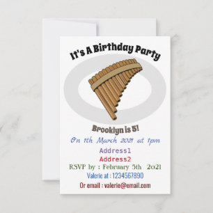 Pan flute / panpipes cartoon illustration  invitation