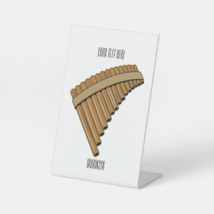 Pan flute / panpipes cartoon illustration  pedestal sign