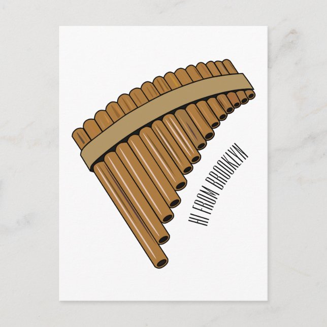 Pan flute / panpipes cartoon illustration  postcard (Front)