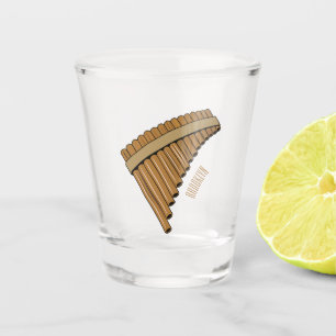 Pan flute / panpipes cartoon illustration shot glass