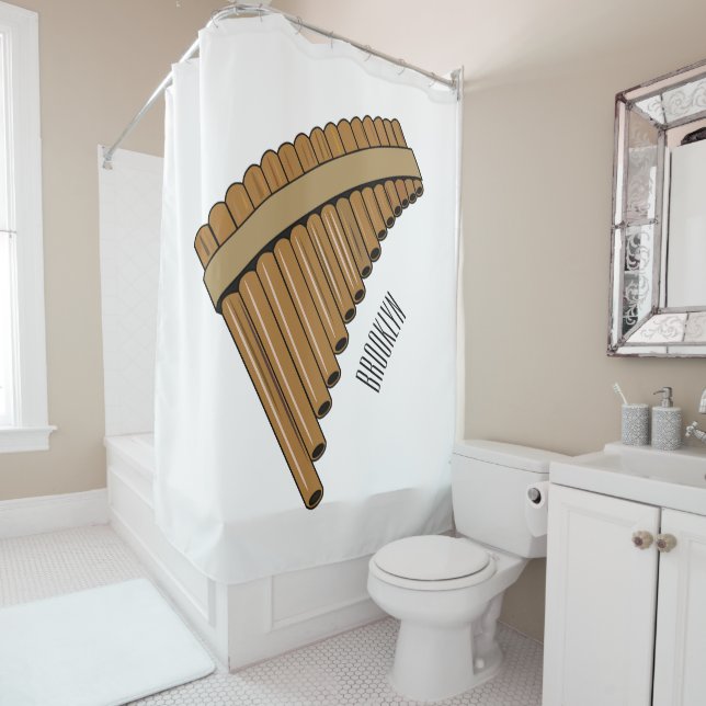 Pan flute / panpipes cartoon illustration  shower curtain (In Situ)