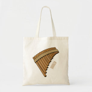 Pan flute / panpipes cartoon illustration tote bag