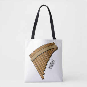 Pan flute / panpipes cartoon illustration tote bag