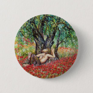 PAN, OLIVE TREE AND POPPY FIELDS 6 CM ROUND BADGE