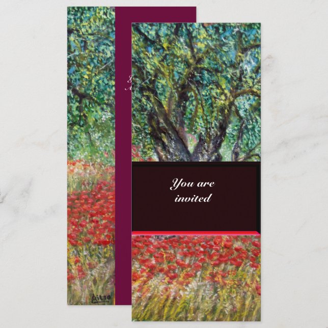 PAN, OLIVE TREE AND POPPY FIELDS INVITATION (Front/Back)