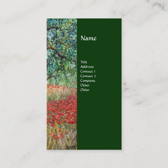 PAN,OLIVE TREE AND POPPY FIELDS monogram Business Card (Front)