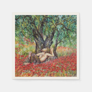 PAN, OLIVE TREE AND POPPY FIELDS NAPKIN