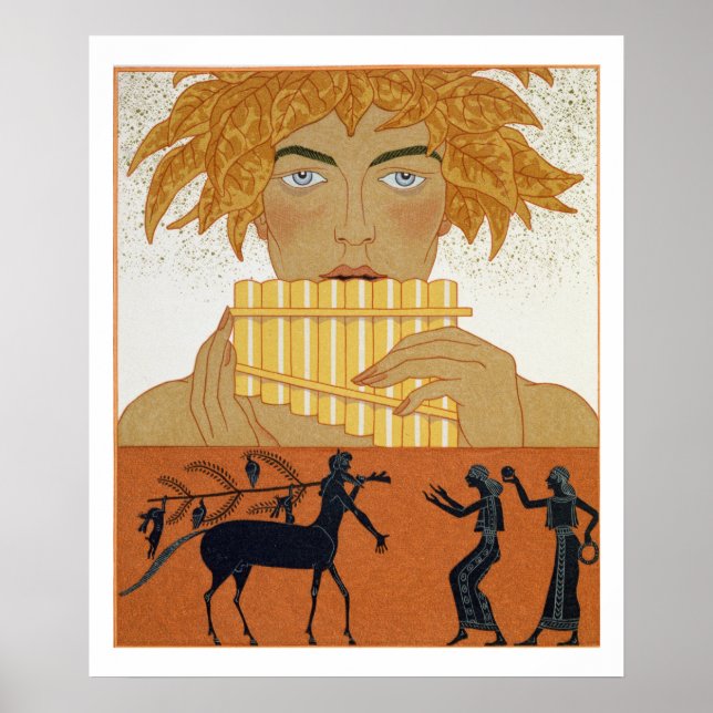 Pan Piper, illustration from 'Les Mythes' by Paul Poster (Front)