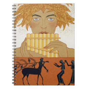 Pan Piper, illustration from 'Les Mythes' by Paul Spiral Notebook