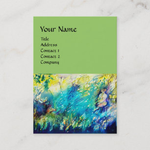 PAN PLAYING FLUTE AND DEER IN GREEN WOODLAND BUSINESS CARD