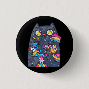 Pan Pride Cat Space Pansexual Lgbt Gay Lesbian Tra 3 Cm Round Badge