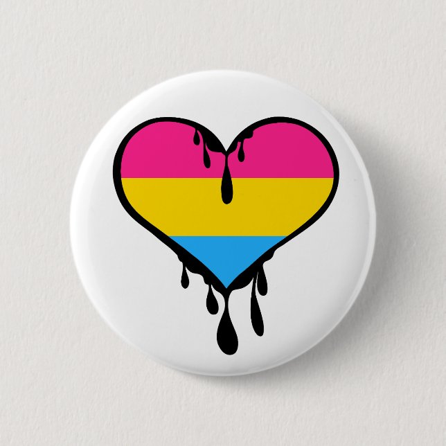 Pan Pride Dripping Heart 6 Cm Round Badge (Front)