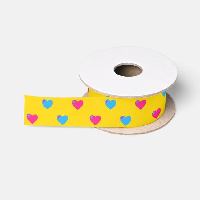Pan Pride Hearts Ribbon Satin Ribbon (Spool)