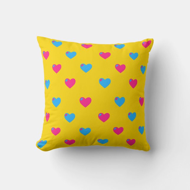 Pan Pride Medium Hearts Throw Pillow (Front)